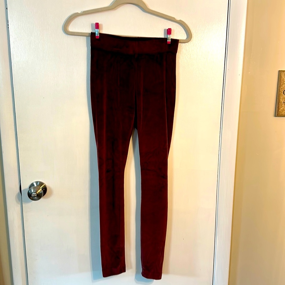 Burgundy Velvet Leggings Size XS